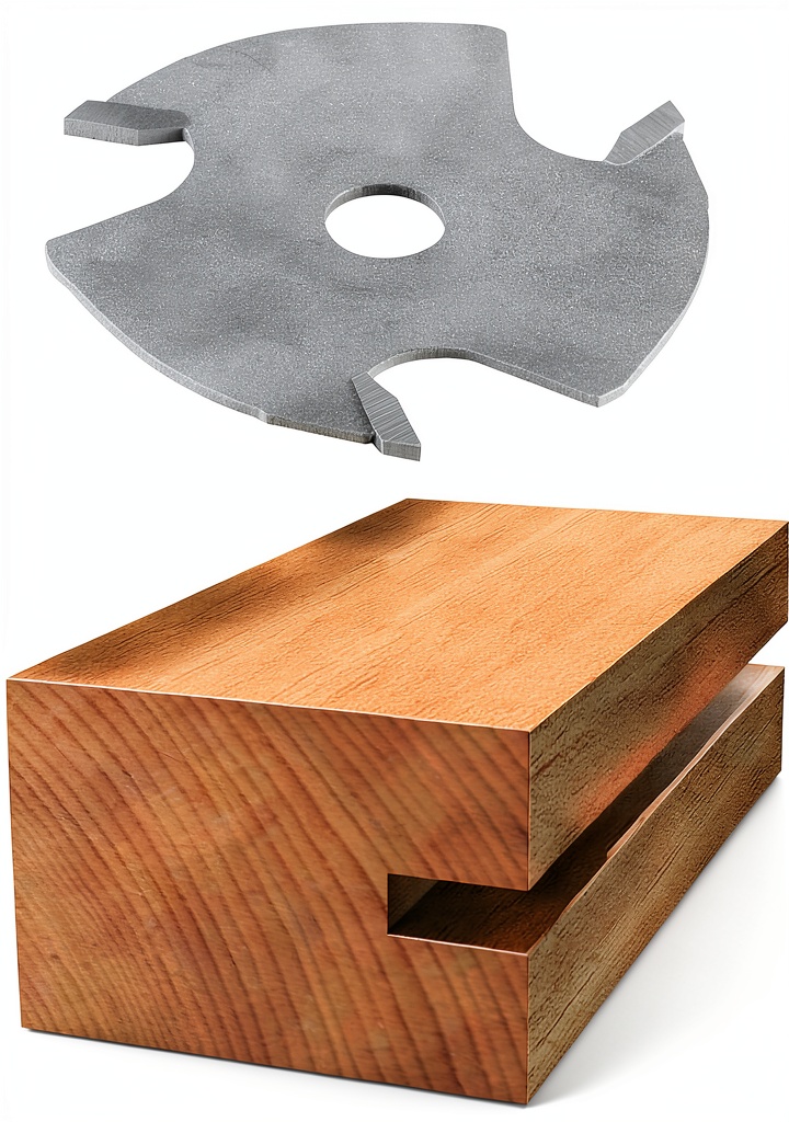 Bosch slotting cutter bit in use on a wooden workpiece